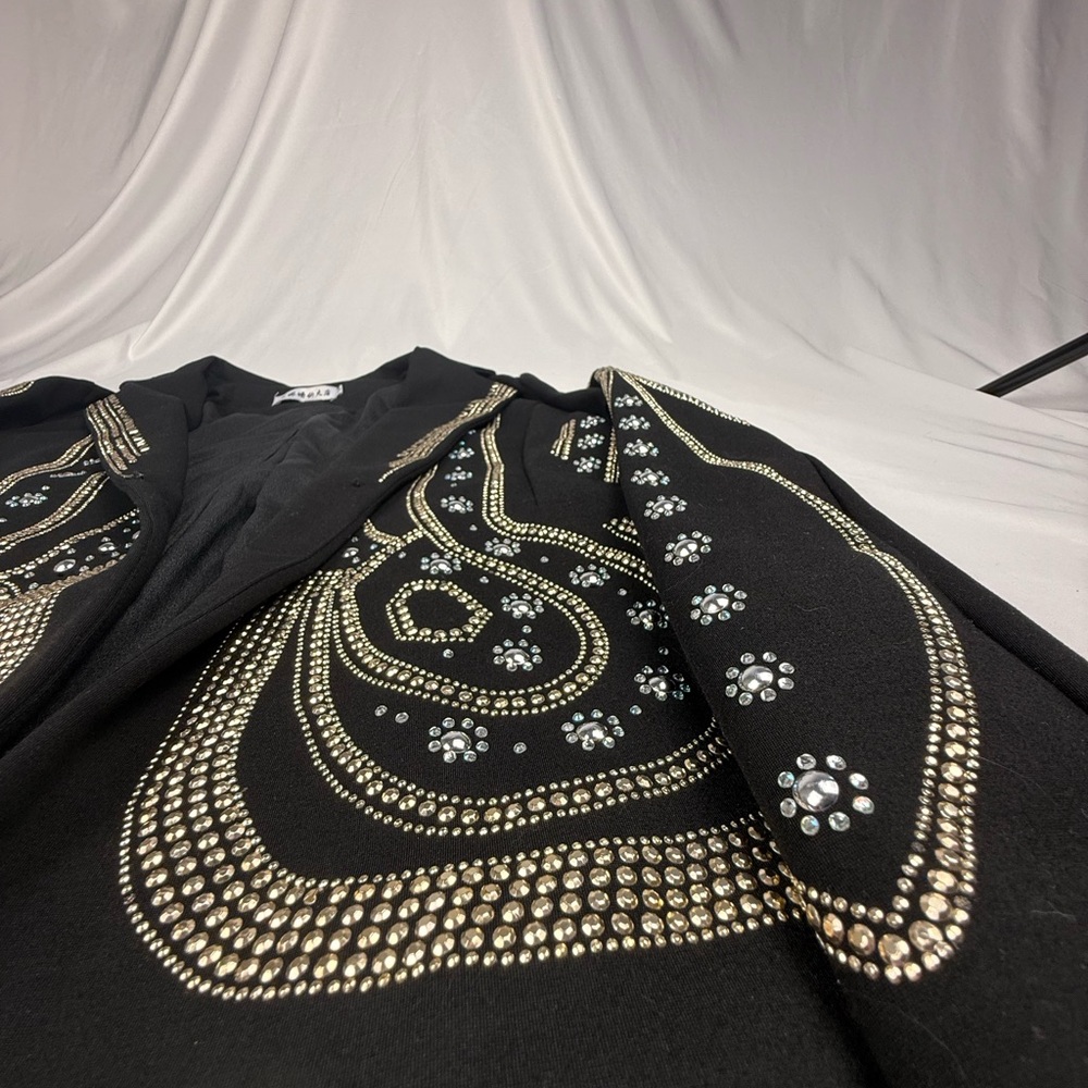 Black Rhinestones Embellished Women's Blazer Jacket - Picture 5 of 8